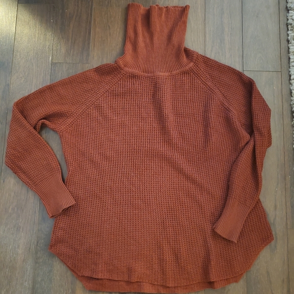 Seven Sisters Cable Knit Cowl/Turtle Neck Sweater - Burnt Orange - Picture 1 of 5